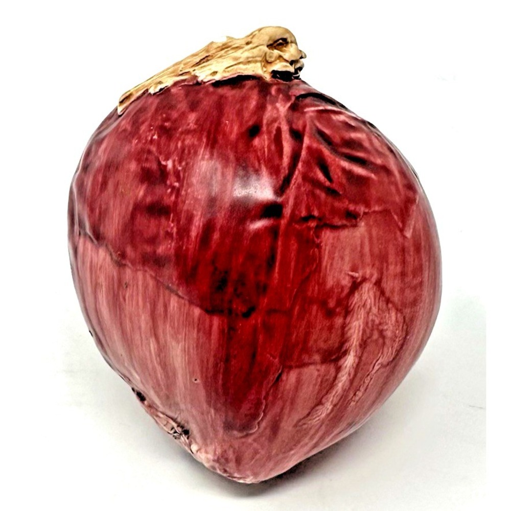 MARY KIRK KELLY Signed Ceramic Sculpture Realistic Red Onion 3 1/2 inches Tall